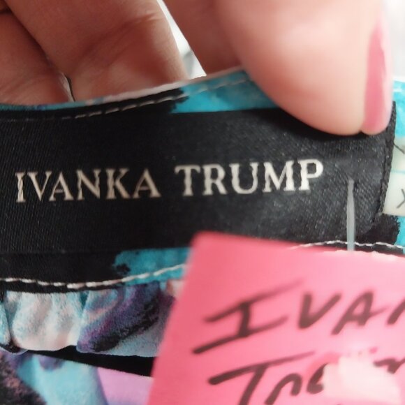 3430 Size XL Ivanka Trump Long Sleeve Tunic Top In Purple and Green - Picture 5 of 6